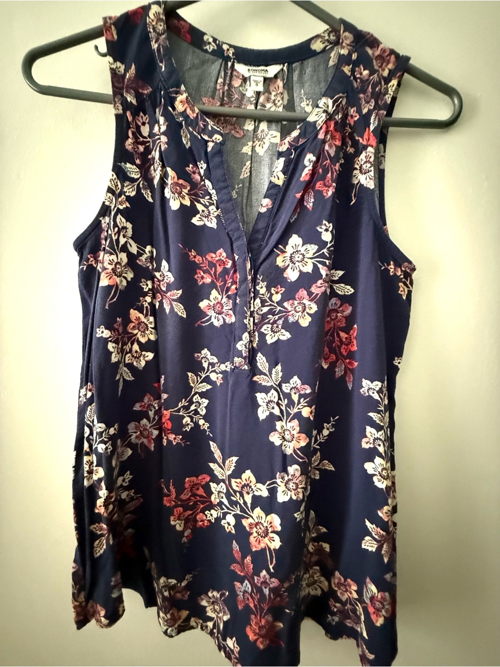 Sonoma Navy Floral Sleeveless Top